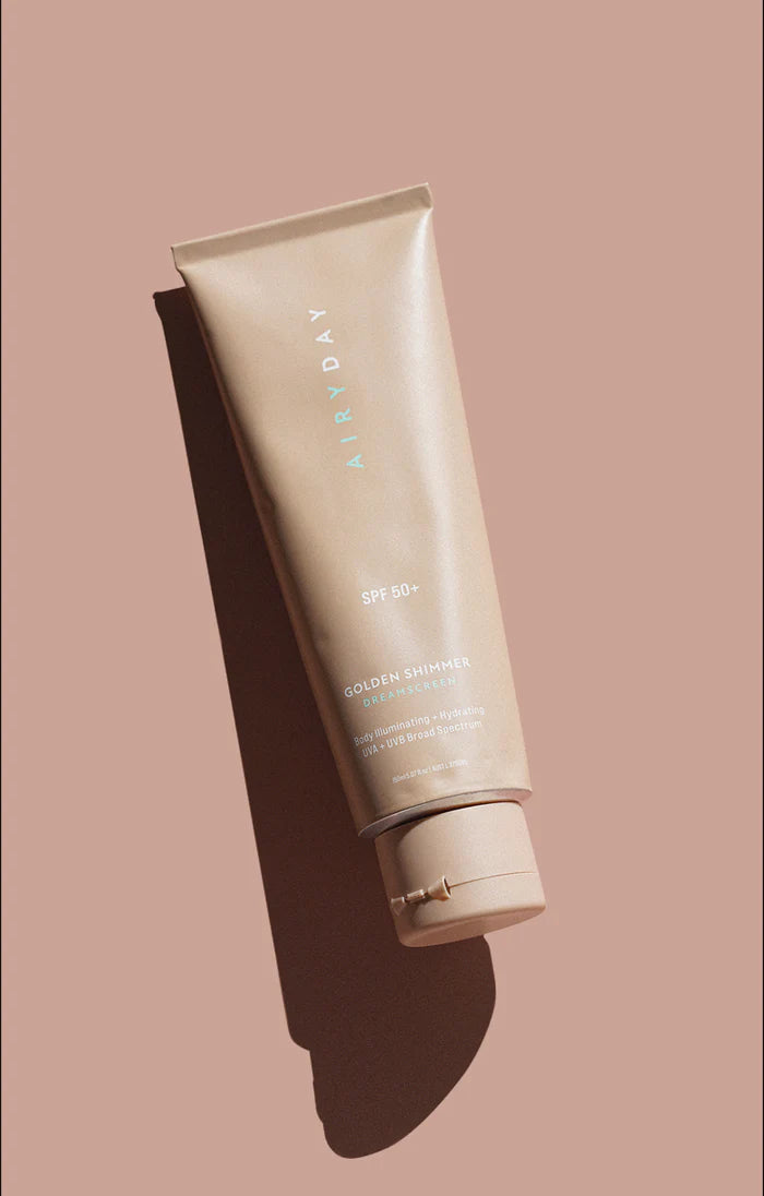 A tube of Airyday - Golden Shimmer Body SPF50+ Dreamscreen 150ml BDJ Skin & Body Perth