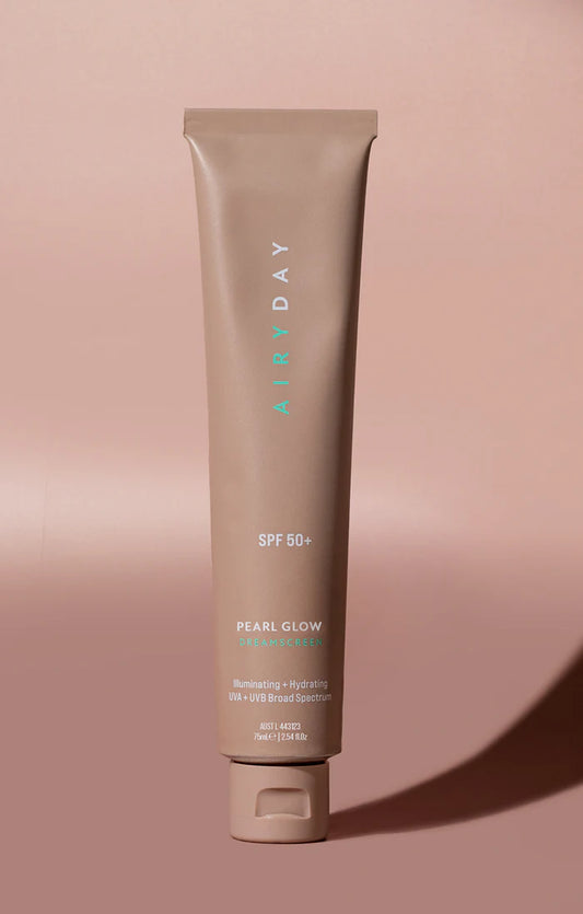 A tube of Airday Pearl Glow foundation with SPF 50+ protection. BDJ Skin & Body Perth