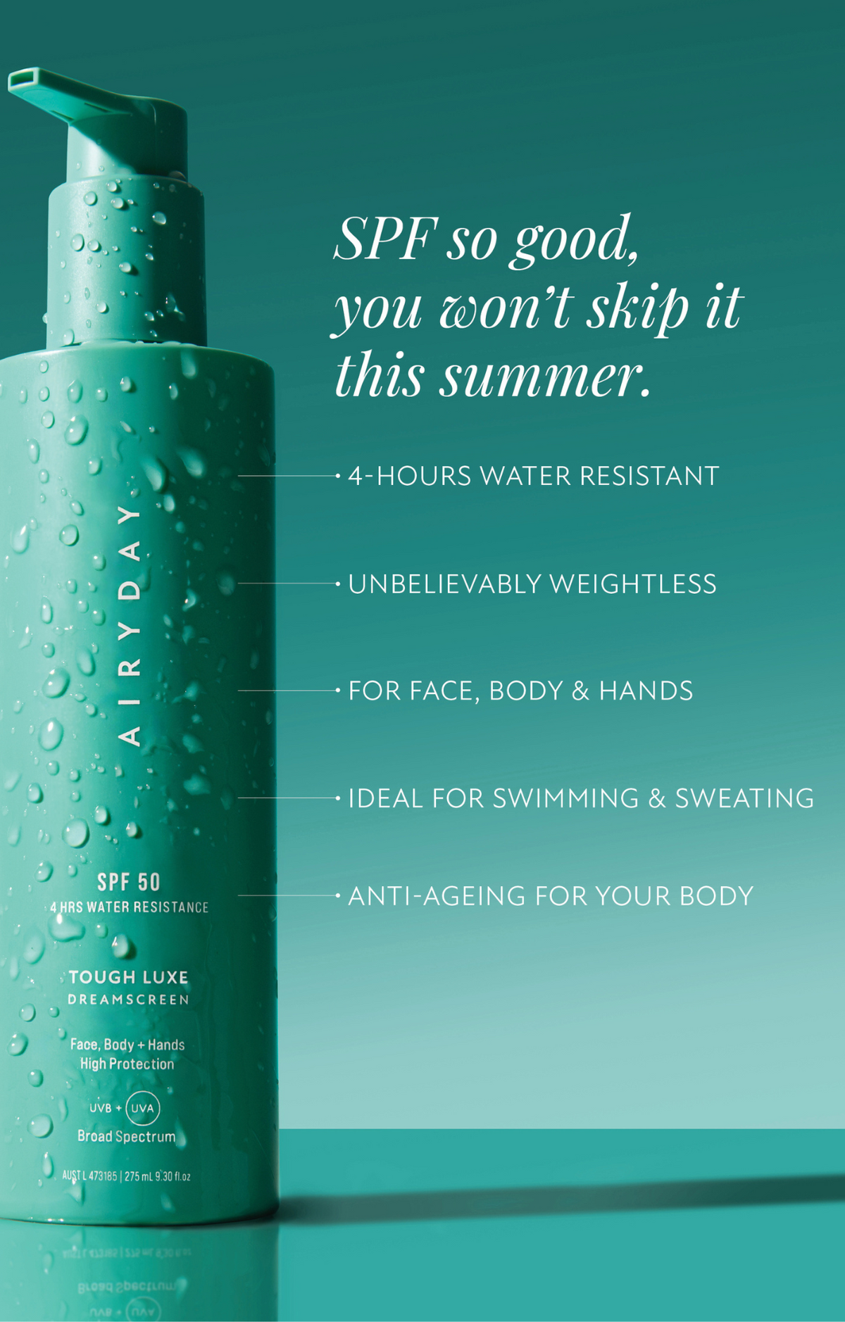 Airyday - Tough Luxe SPF50 Dreamscreen 275ml